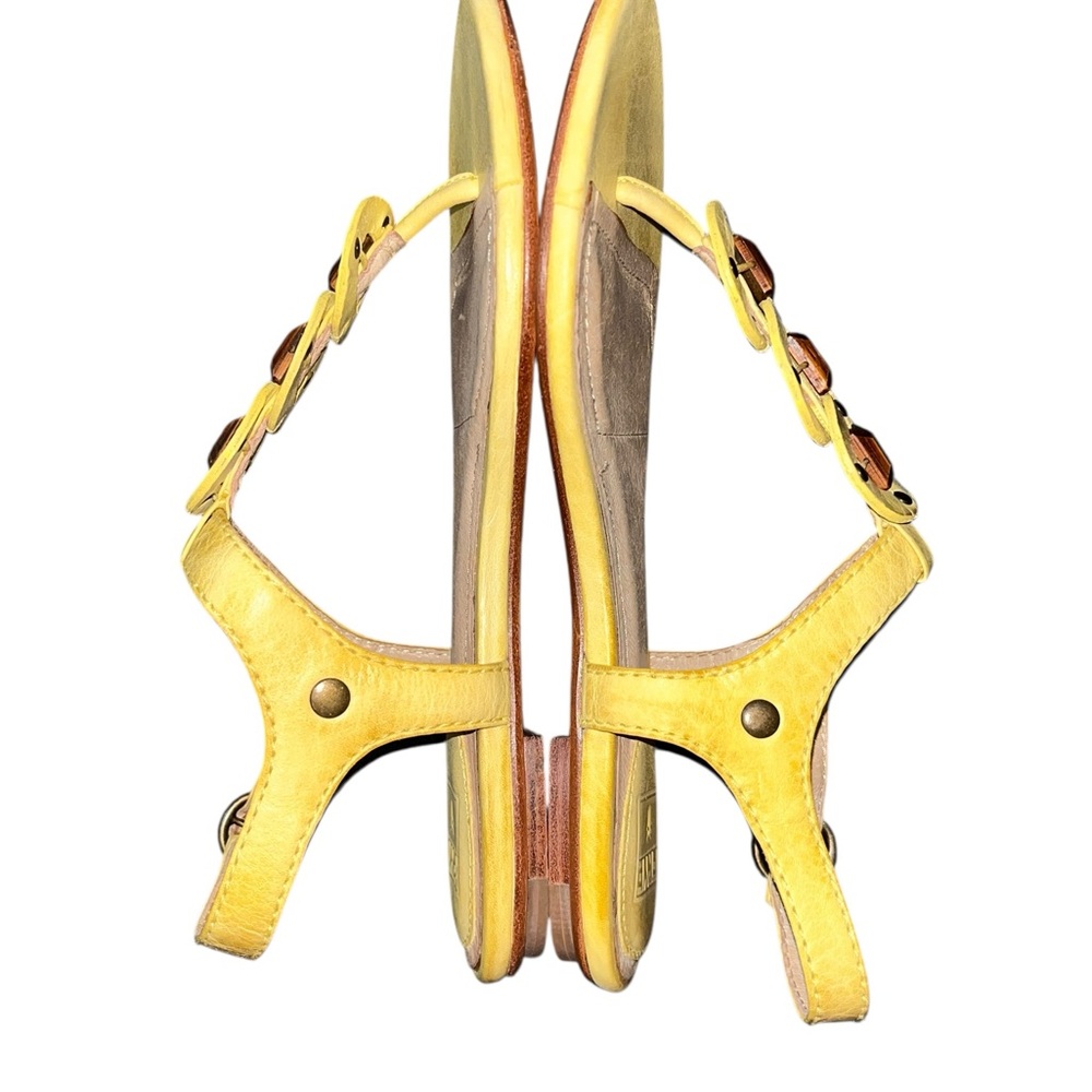 Frye Laurel Ring Yellow Leather Sandals Minimalist Thong Style - Picture 2 of 5